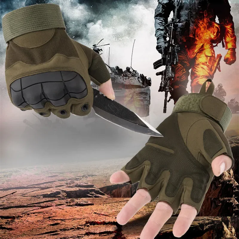 Fingerless Gloves bicycle Men's gloves Shooting Paintball Motorcycle Gloves Combat Hard Knuckle Glove cycling gloves motorcycle gloves sport gloves sports half finger gloves military gloves