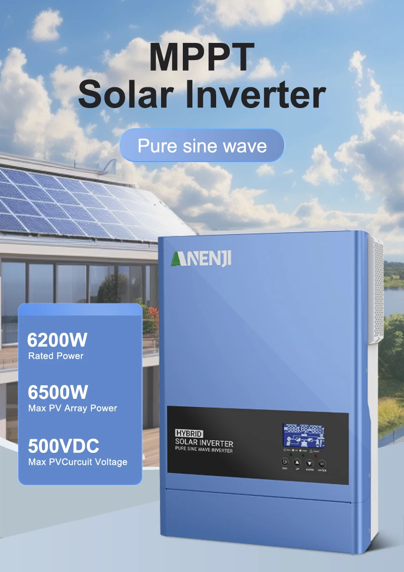 ANENJI 6,2 kW 48V Hybrid-Solarwechselrichter Off-Grid und 51,2V 100AH Rack-Batterie MPPT 120A PV 500VDC Heim-Solarsystem EU auf Lager – Detail 2