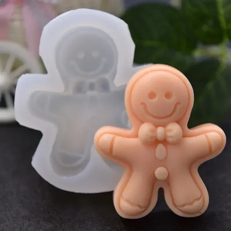 Cute Little Gingerbread Man Silicone Mold New Gingerbread Candy Cake DIY Candle Mold Holiday Gift Christmas Decoration Tool
