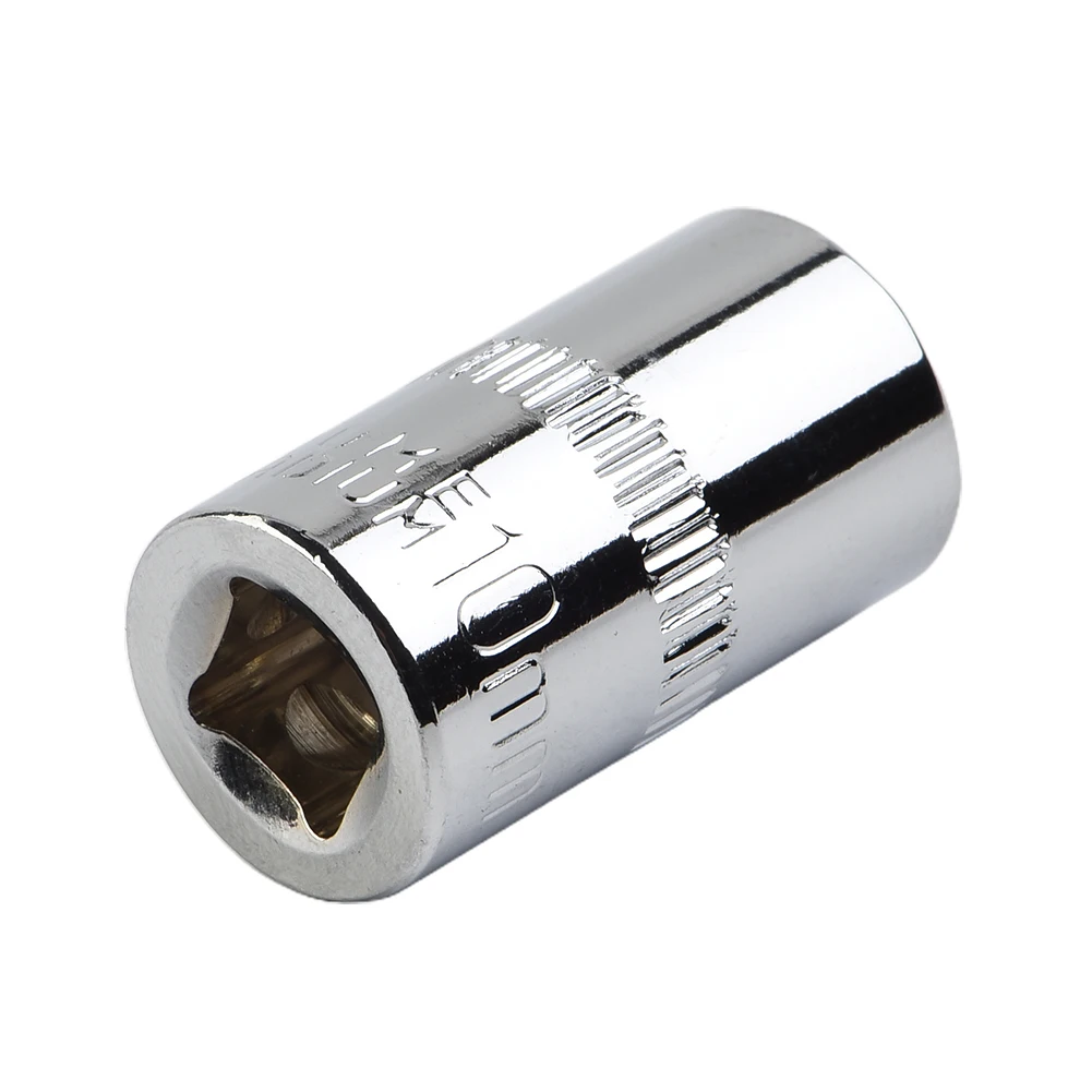 4pcs/set Socket Chrome Vanadium Steel 1/4Inch Drive 6-Point Socket 10mm Socket DIY Hand-making Household Maintenance Tool Silver