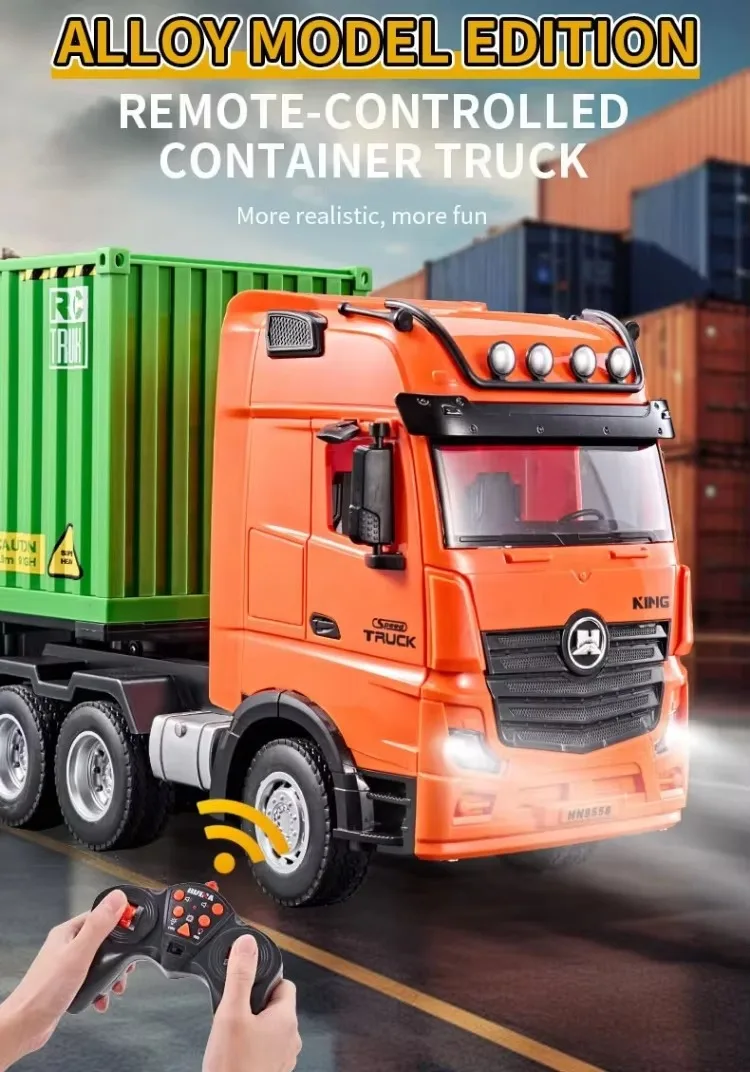 1/18 Scale 9CH Semi Alloy ABS Made Radio Control Huina 1313 Timber Wood Transport Wagon Truck Model 3
