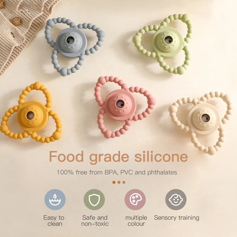 Silicone Teethers for Baby Flower Style Teething Rings Baby Accessories Toys for Newborn Baby 0 12 Month Rattle Toys for Babies