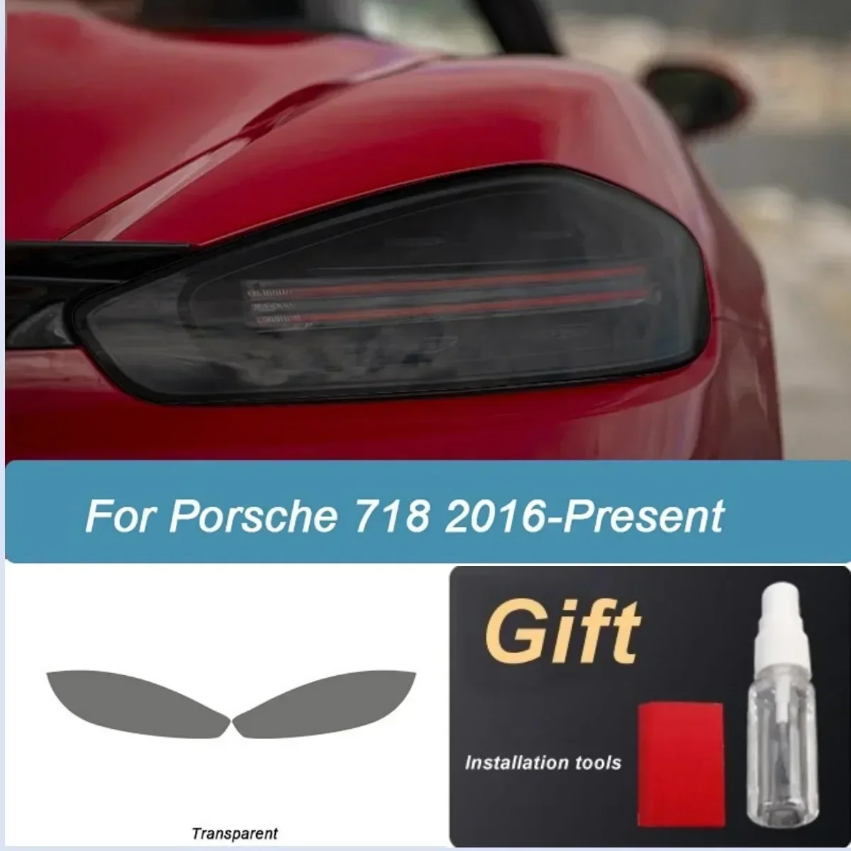 

2 шт., прозрачные наклейки для автомобильных фар Porsche 718 Cayman GTS Boxster