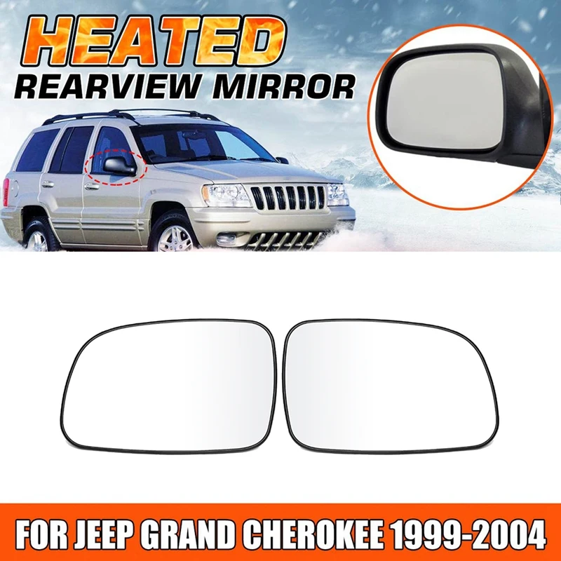 Door Wing Side Mirror Glass Heated With Backing Plate For Jeep Grand Cherokee 1999 2000 01 02 03