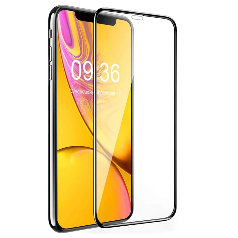 Protective glass for iPhone XR / 11 rounded edges black frame (full glue)/full screen premium |
