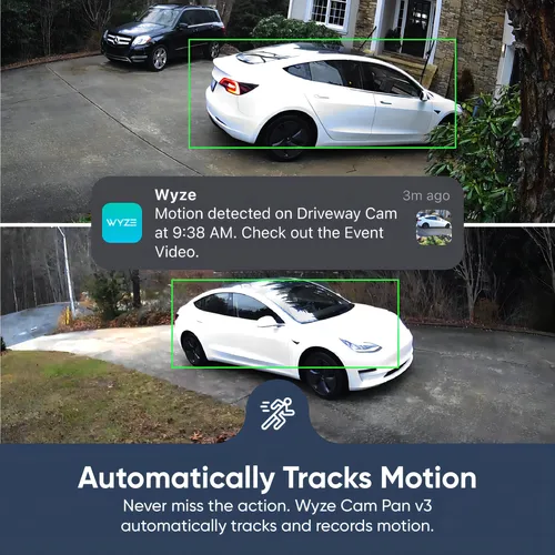 Wyze Cam Pan v3 스마트 보안 카메라, 실내 및 실외, 컬러 나이트 비전, 양방향 오디오, Alexa 및 Google Assistant와 연동, 1080p 4