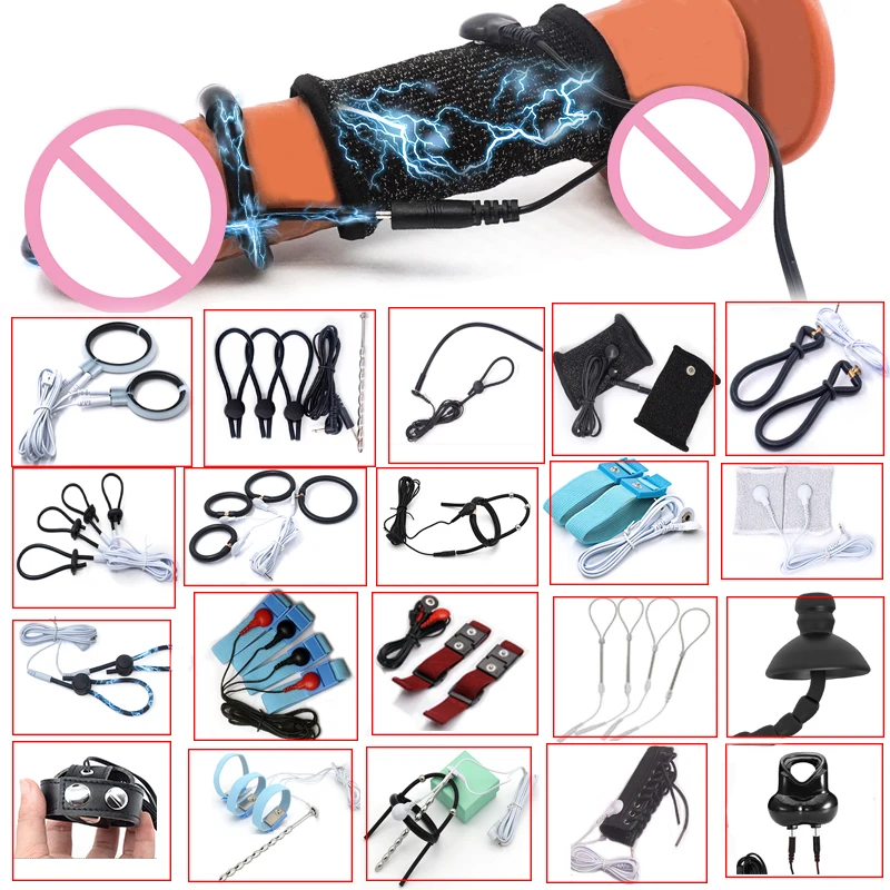 Electro Sex for Men E stim Chastity Cage Electric Shock BDSM Penis Cock Ring E-stim Cockring Electrosex Electrostimulation
