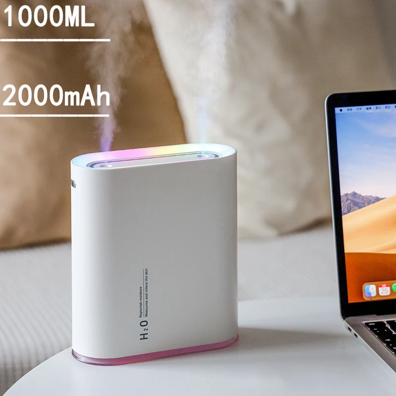 

1L Wireless Air Humidifier Rechargeable Diffuser Humidifier For Bedroom Car Home Essential oil Aroma Diffuser With Night Light