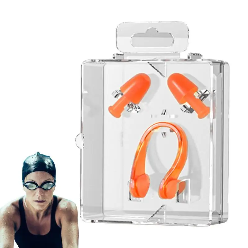 

Swimming Nose Plug Swimming Earplugs Nose Clip Plugs Box Package Waterproof Reusable Soft Upgraded Swimming Nose Clip Ear