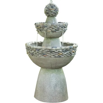 36.5" Outdoor 3-Tier Zen Pedestal Water Fountain 1