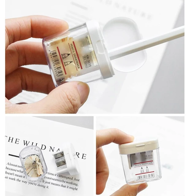 Portable Double Holes Sharpener Clear Round Pencil Sharpener Gift Fo Students 2