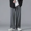 2024 Spring New Solid Color Straight Pants Man Elastic Waist Loose Casual Harajuku Trousers Japanese Style Thin Style Clothes 5