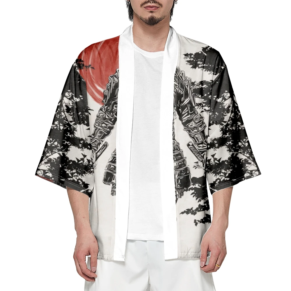 Japanese Ghost Sword Samurai Print Cosplay Kimono Women Men Yukata Cardigan Haori Oversized Streetwear Tops Plus Size