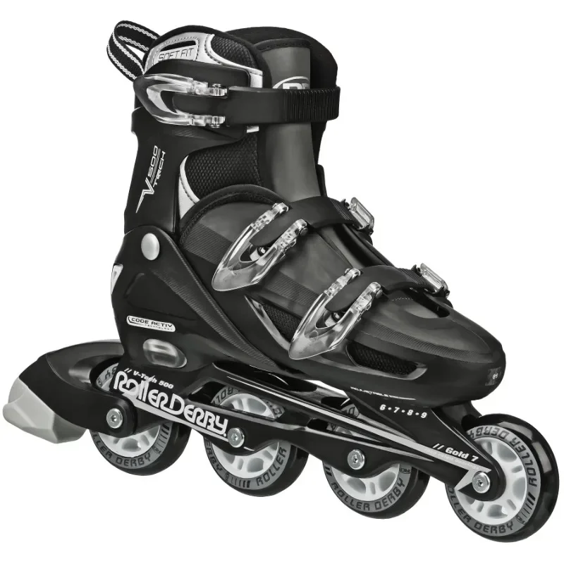 

Roller V-Tech 500 Men's Inline Skate with Adjustable Sizing, Black skates