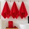 Red Cotton Towels Wedding Gift Face Towel Solid Color Soft Thick Towel 34*74cm for Adults Kids Home Bathroom Toalla Serviette 4