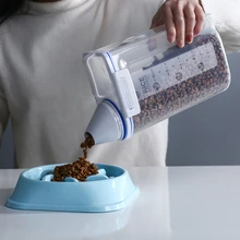 

Box Storage Tank Cat Food Storage Grain Barrel With Measuring Cup Pet Food Bucket Airtight Dog Cats Foods Container