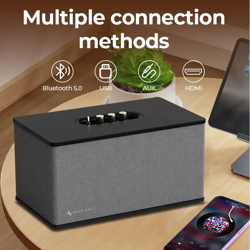 

Stereo Sound Classical Retro Speaker Powerful Wireless Bluetooth Bookshelf Soundbox with 2 Tweeters 1 Woofer Home HIFI Audio