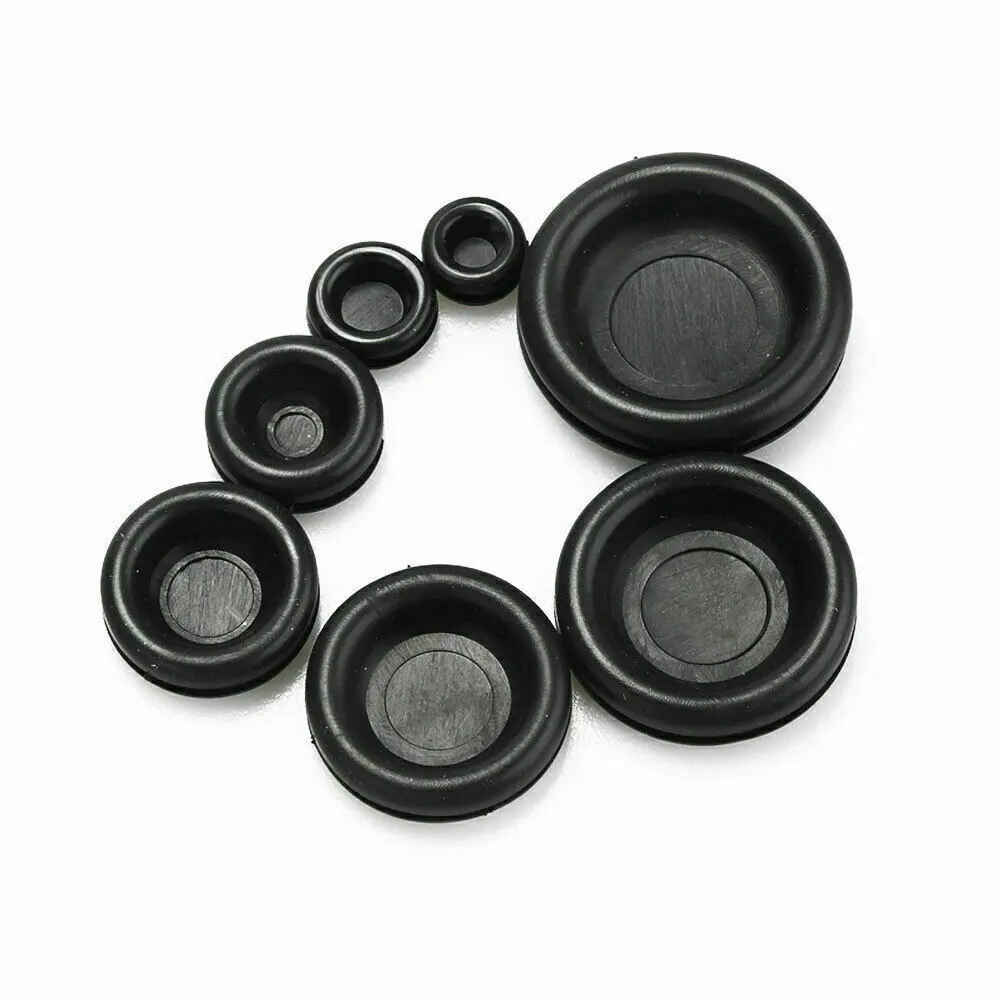 170pcs Rubber Grommet Protective Coil Double-sided Black Rubber Firewall Hole Plug Retaining Ring Car Electrical Wire Gasket