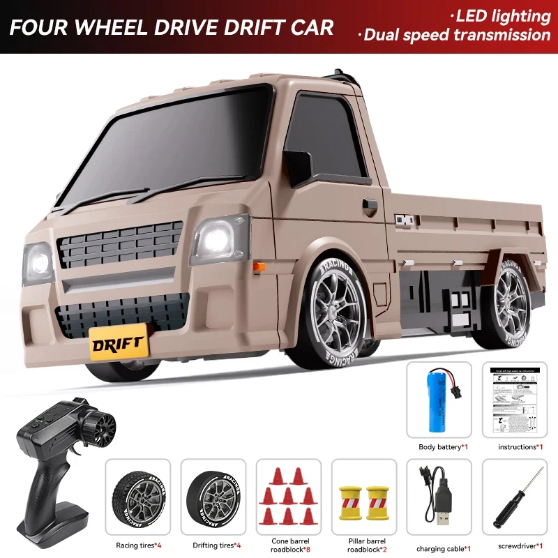 Rc Van 1/24 4wd Drift Remote Control Small Pickup Truck 2.4G Light Racing Electric Remote Control Car Toys for Boys Kids