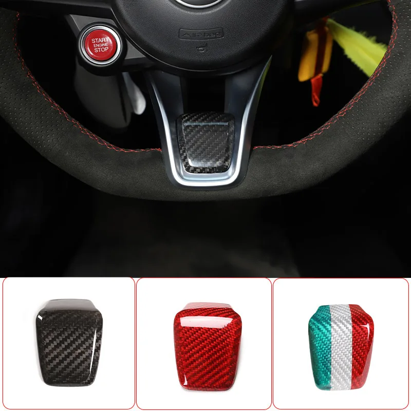 

For Alfa Romeo Giulia/Stelvio 2020-2021 Real carbon fiber Car Steering Wheel V-shaped Base Decorative Panel Car Accessories