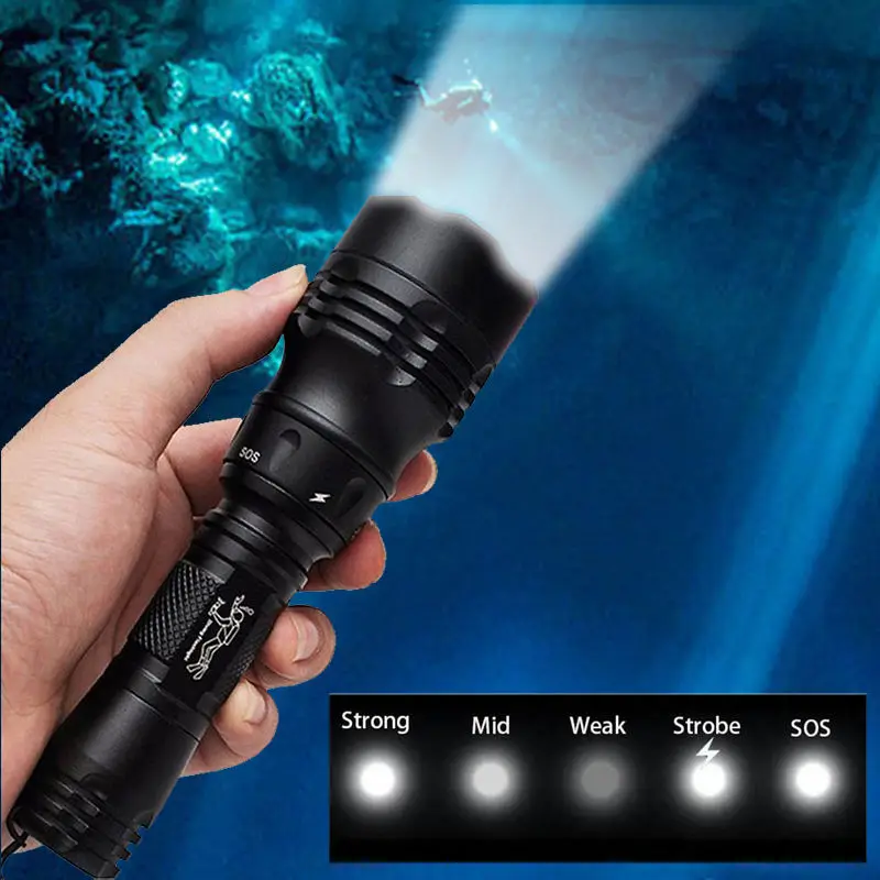 Description Picture 2 of itemTopCom T6 L2 LED Diving Flashlight Powerful 10W Multimode LED Diving Light IP68 Waterproof Underwater Diving Torch Use18650