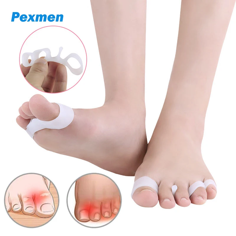 Pexmen 2Pcs Gel Toe Separators Bunion Corrector for Hammer Toes Overlapping and Mallet Toes Protectors for Men and Women