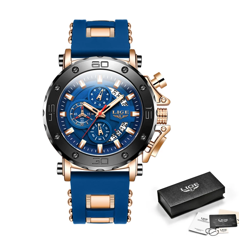 LIGE Casual Sport Watches for Men Top Brand Luxury Military Waterproof  Wrist Watch Man Clock Fashion Chronograph Wristwatch