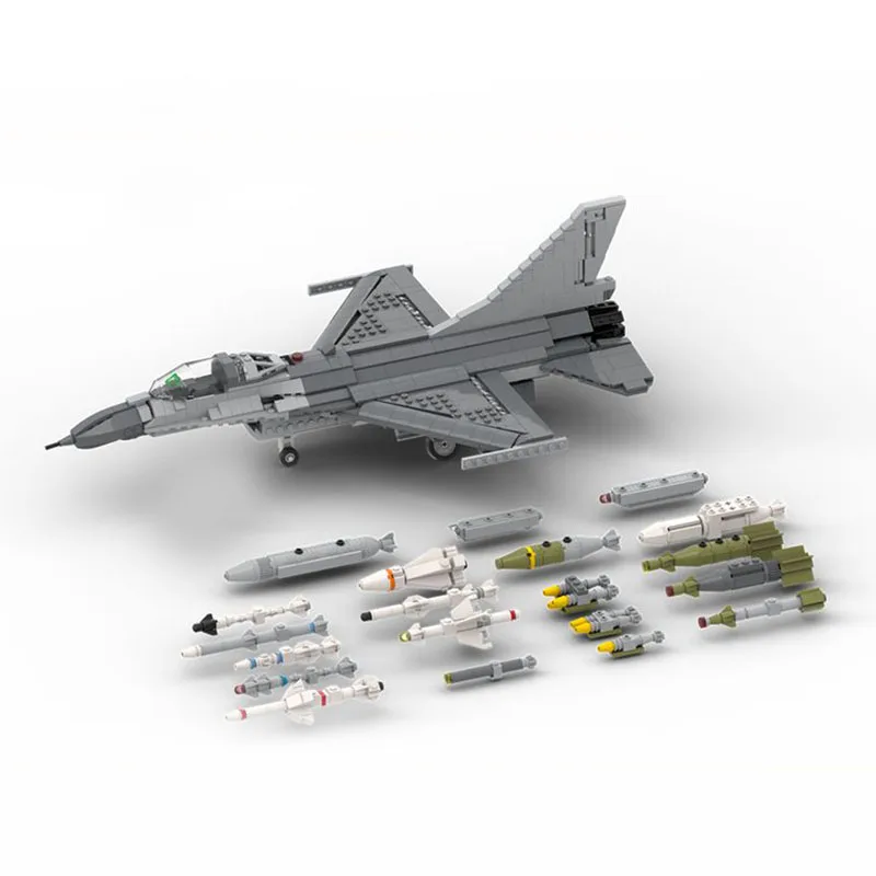 

856PCS WW2 Military MOC 1:34 Scale F-16 Fighting Falcon jet fighter model creative ideas high-tech Toy Gift Fighter Plane Blocks