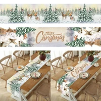 Christmas Table Runner Merry Christmas Decorations For Home 2024 Cristmas Table Flag Cover Navidad Noel Gift New year Tablecloth 3