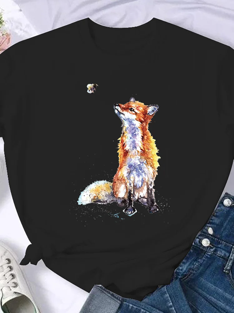 

Woman T Shirt Oversized Fashion 2022 Fox Summer New kawaii Ladies Tops Tees Short sleeve Casual 90s Cartoon T-Shirt femme