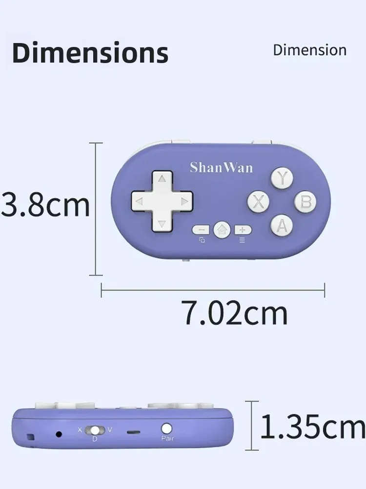 샨완 Q36 경량 미니 무선 블루투스 수집용 게임 컨트롤러 (스위치/PC/IOS/안드로이드/PS3/4 호환) 휴대용 컨트롤러