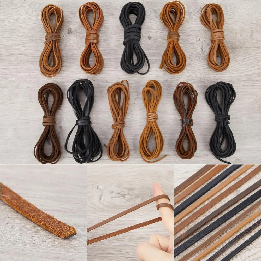플랫 소가죽 가죽끈 쥬얼리 DIY 제작 재료 시에나 4x2mm