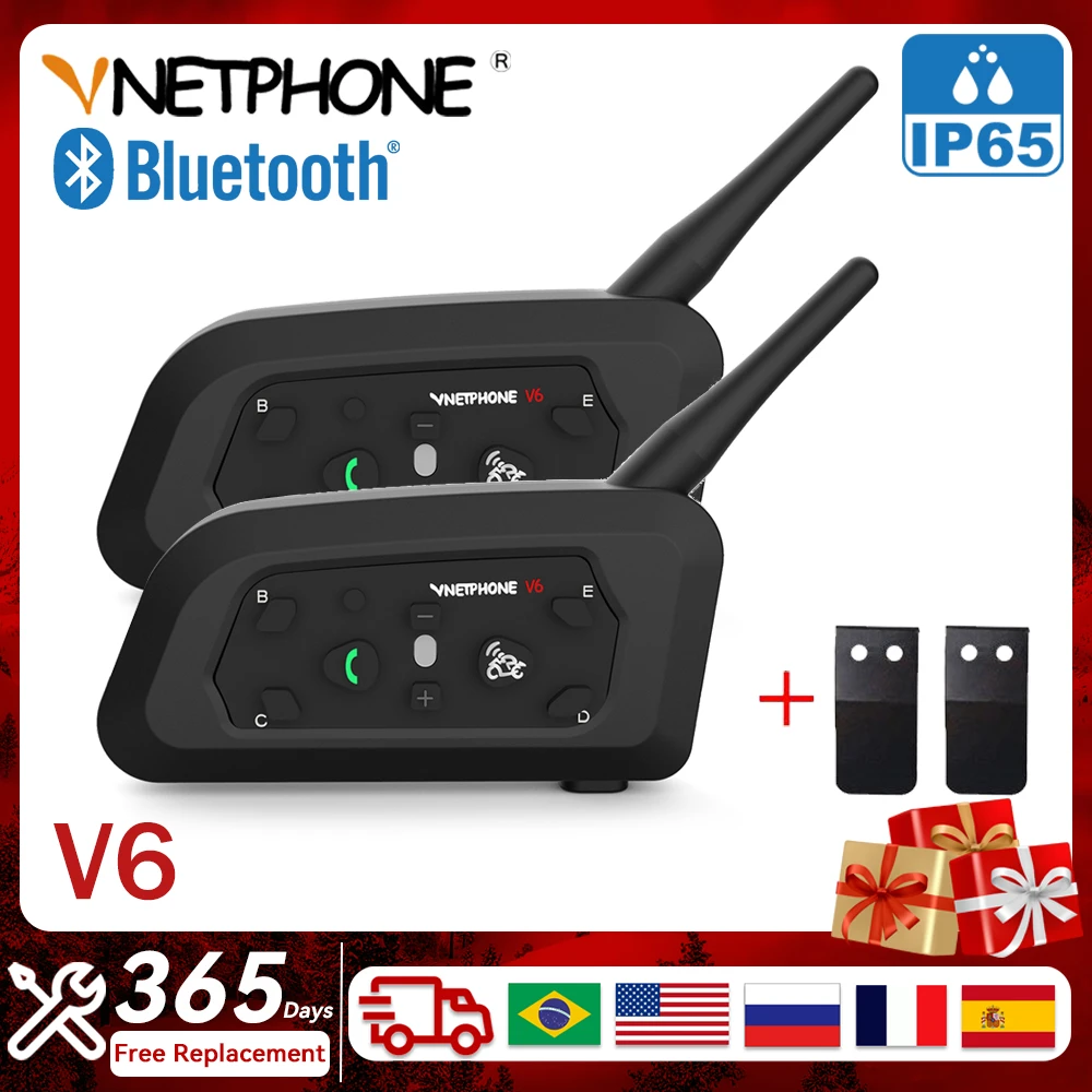 V6 Helmet Headset Motorcycle Bluetooth 1200m