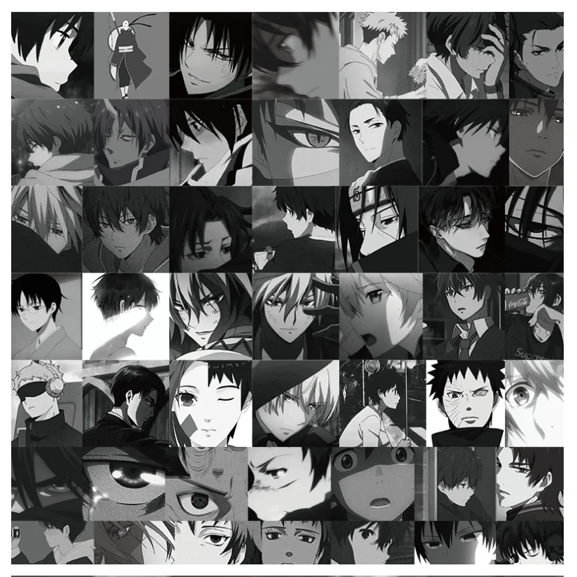 10/49pcs Black And White Anime Male Head Stickers Graffiti Skateboard