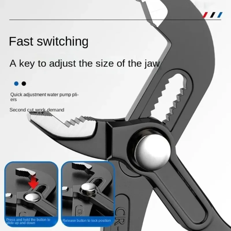 Universal 7/10/12 in Water Pump Pliers Adjustable Quick-release Plumbing Pliers Comfort Grip Large Opening Pipe Pliers Plumbing