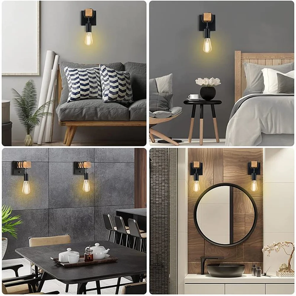 Wall Light Led Wall Lamp Wood Wall Sconces LED Wall Sconces Plug In Metal Square Based For Indoor Living Room Dining Room Bedroom Lamp No Bulb