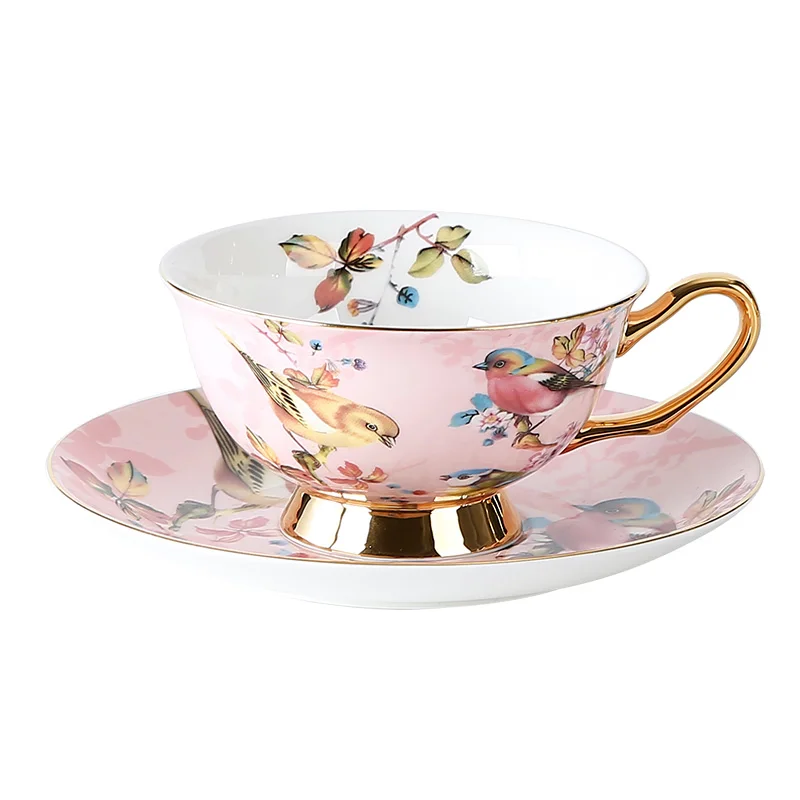 

European Bone Porcelain Powder Bird Coffee Cup Set with Creative Ceramic Upscale Phnom Penh British Afternoon Tea Set