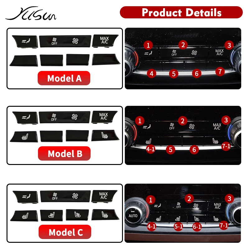 BMW 5 6GT 7 시리즈 리어 에어컨 버튼 G 섀시 G30 G31 G38 F90 G32 G11 G12 540i 630i 640i 730li 740li 750li M760 용