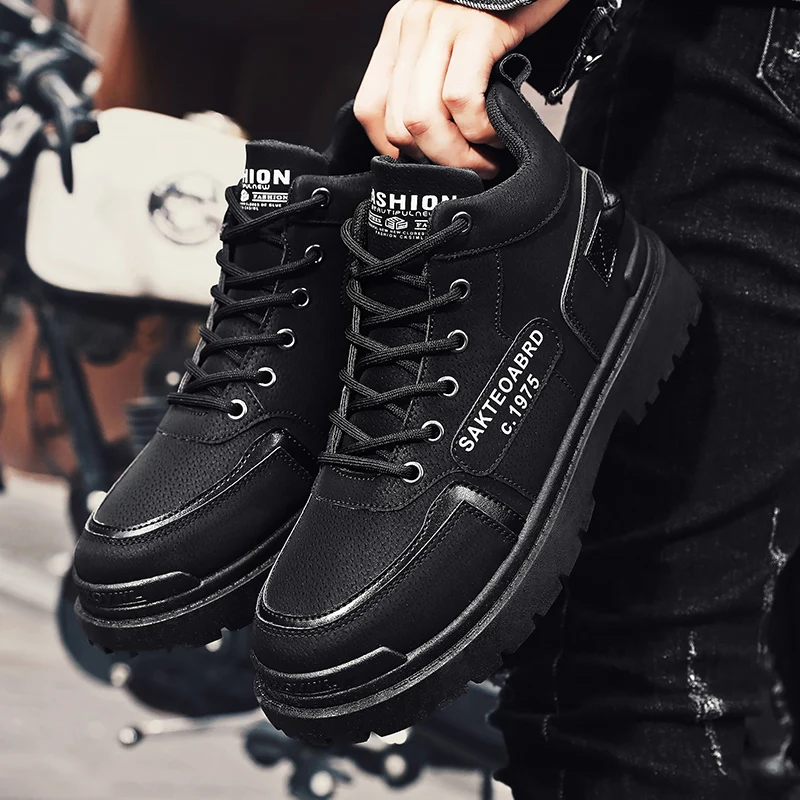 Fashion Winter Men Boots No-slip High Top Mens Work Shoes Comfortable ...