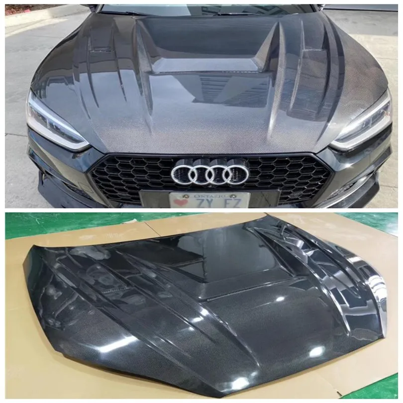 

High Quality Carbon Fiber Front Engine Hood Vent Cover Fits For Audi A5 S5 RS5 2015-2022