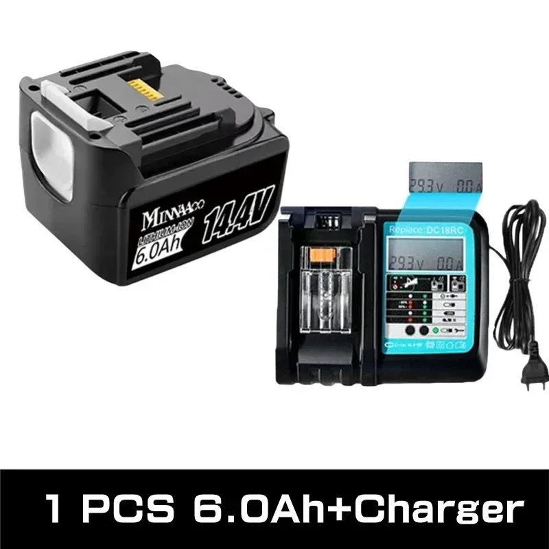 

Upgrade 6000mAh rechargeable Li-ion Battery pack 14.4V For Makita 14V Power Tools 5.0Ah Batteries BL1460 BL1430 1415 194066-1
