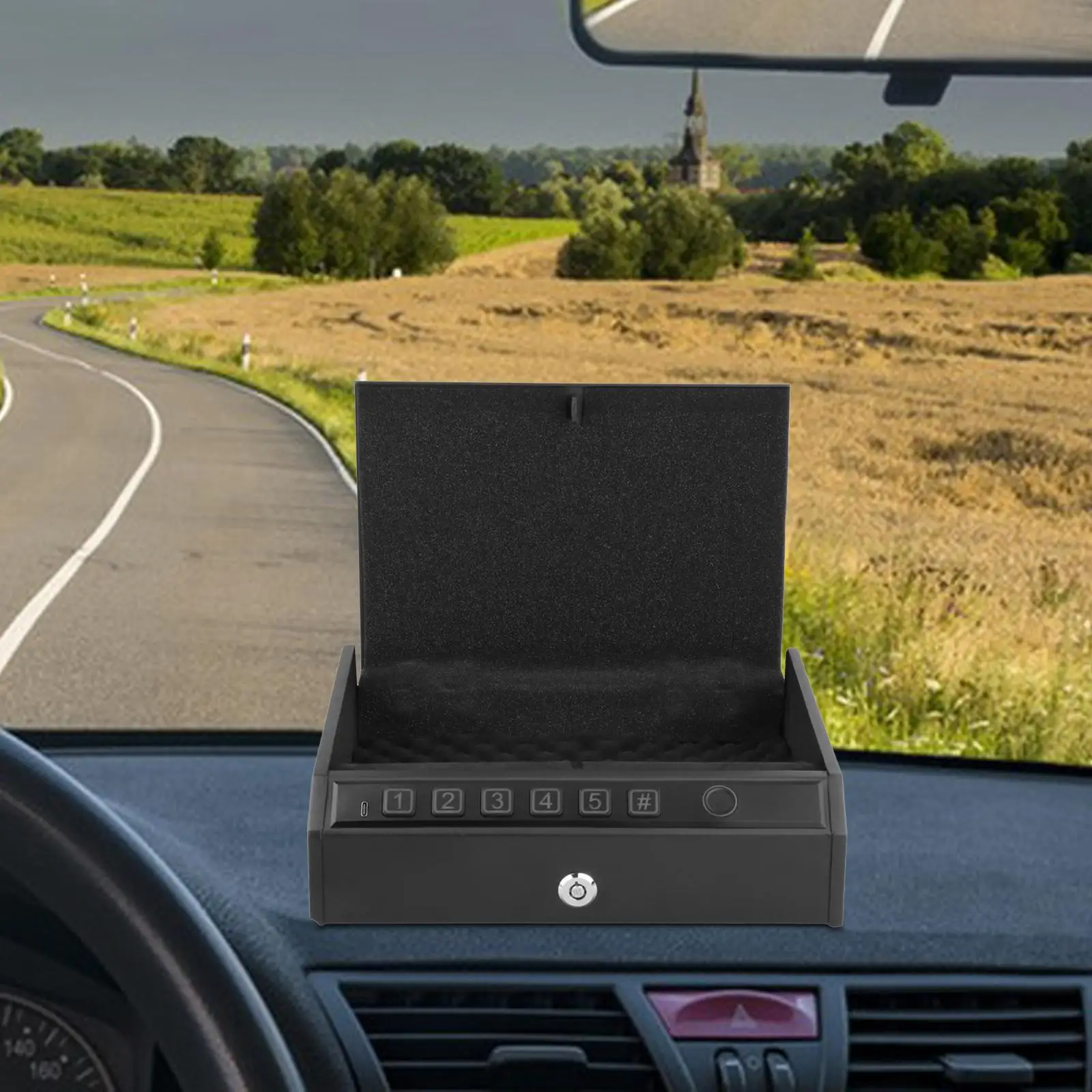 Mini Safe Box with Light with Fingerprint Lock Large Capacity Mini Security Case for Dorms Bedside Office Home NightStand