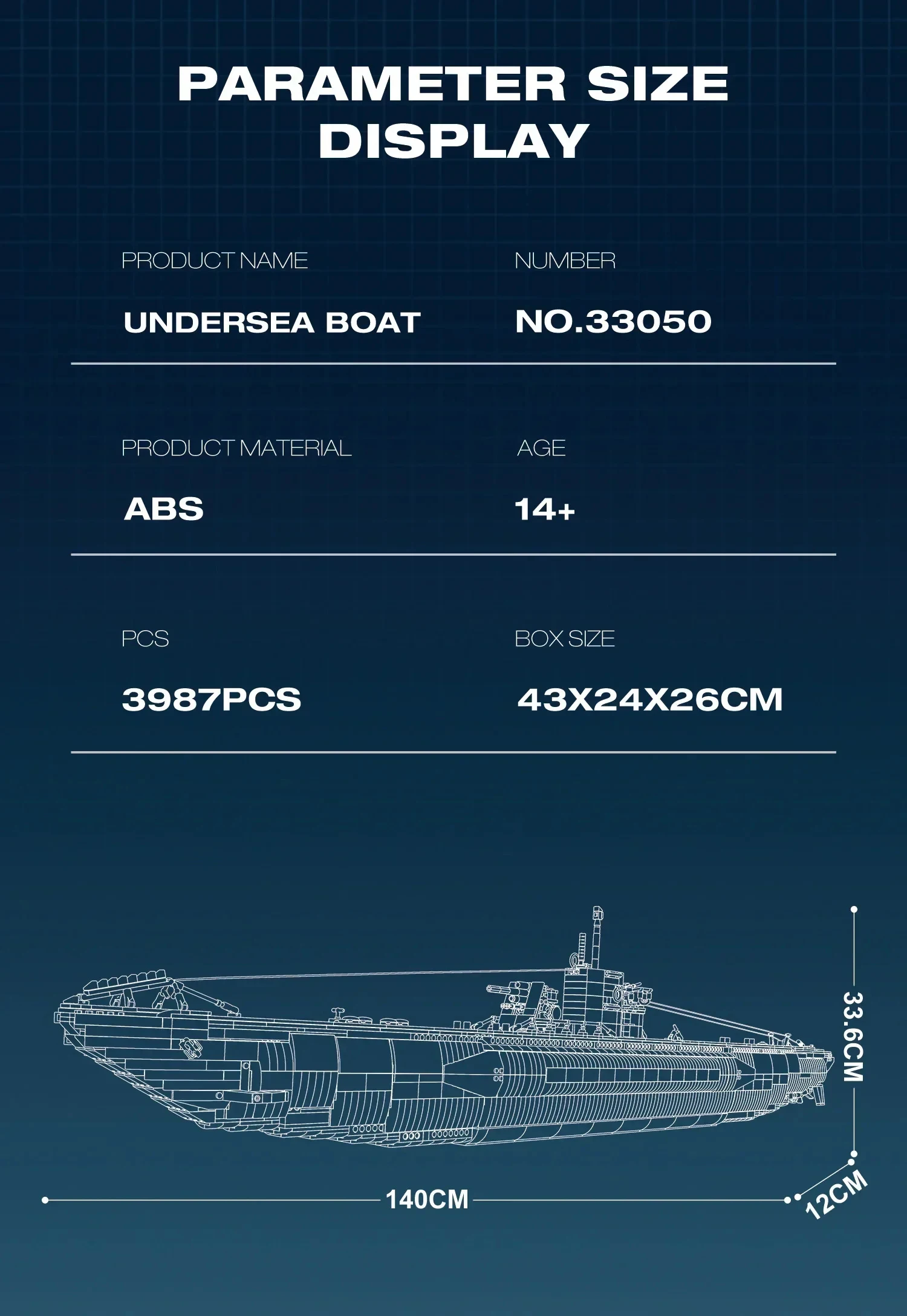 3987PCS U Shaped Submarine Building Blocks Undersea Ship Model Bricks With Base Bracket Desktop Deco Kids DIY Toys Holiday Gifts