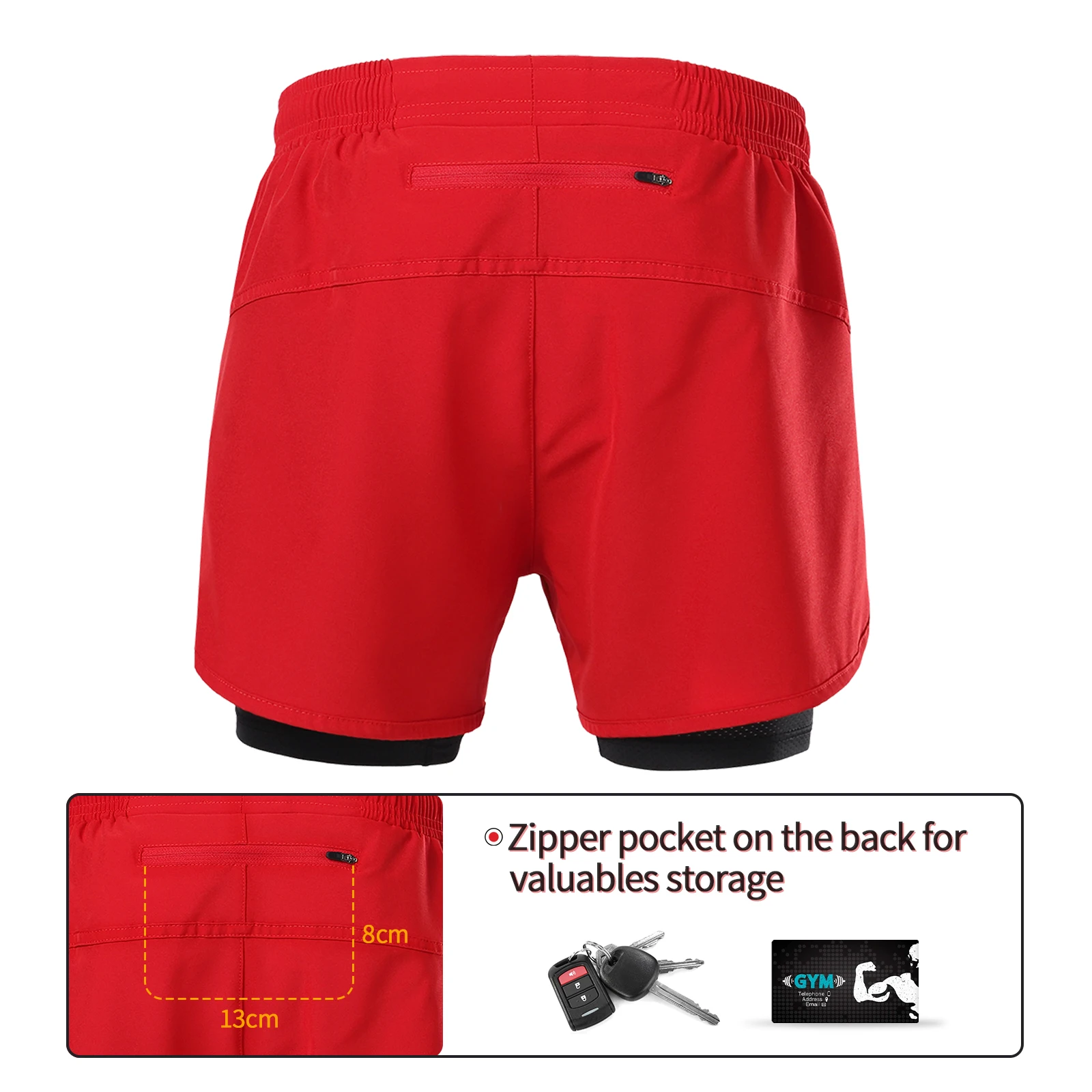 ARSUXEO Men’s Running Shorts 2 in 1 Spring Gym Athletic Training Fitness Outdoor Jogging Short Pants Quick Dry Brearthable  B179 4