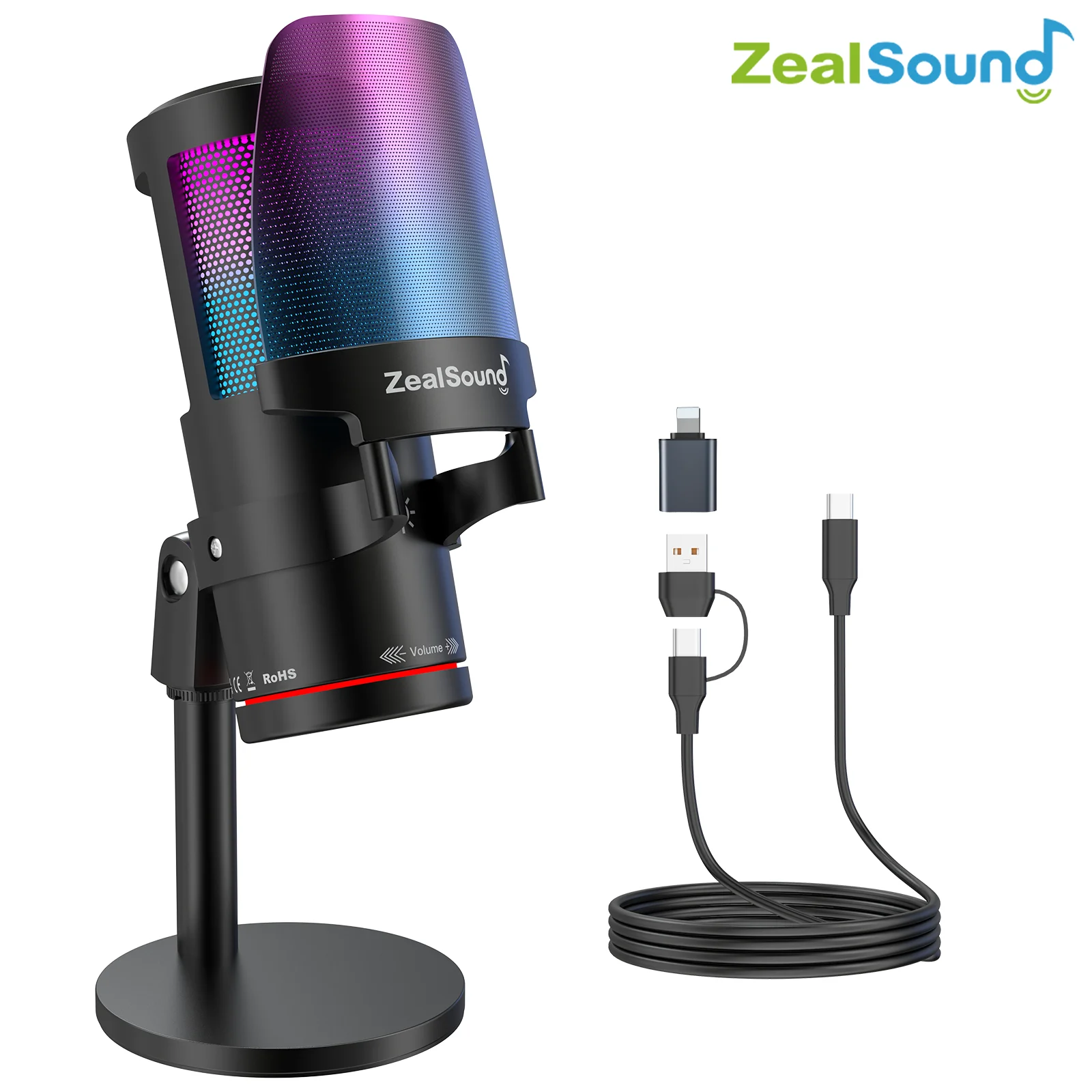 ZealSound KM8S USB Gaming Microphone, Plug & Play for Streaming Podcast Recording, CompatiblePS4/5 PC 안드로이드 iPhone