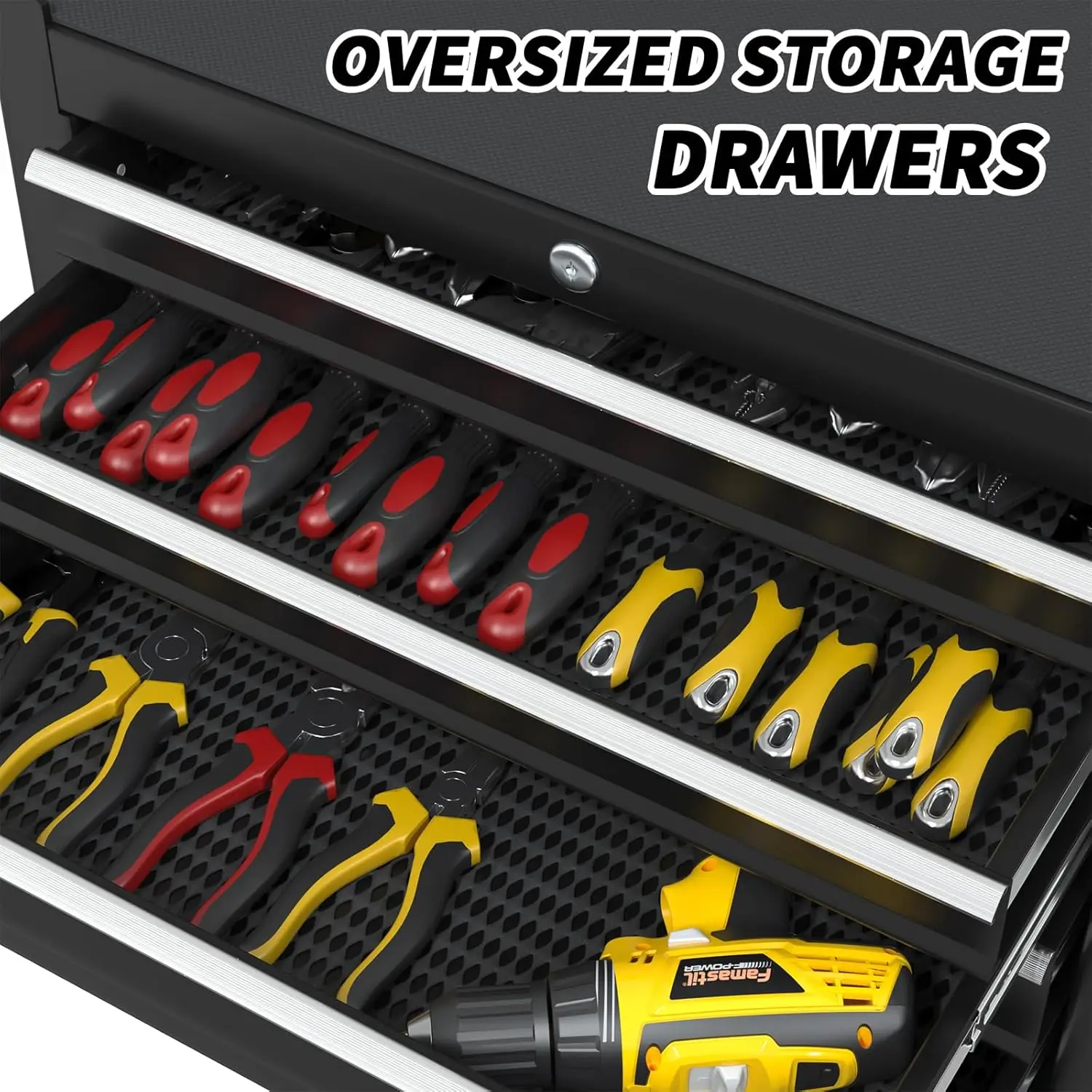 7-Drawer Tool Chest with Wheels, Metal Rolling Tool Box with Wheels, Key Locking & Large Capacity Drawers 5