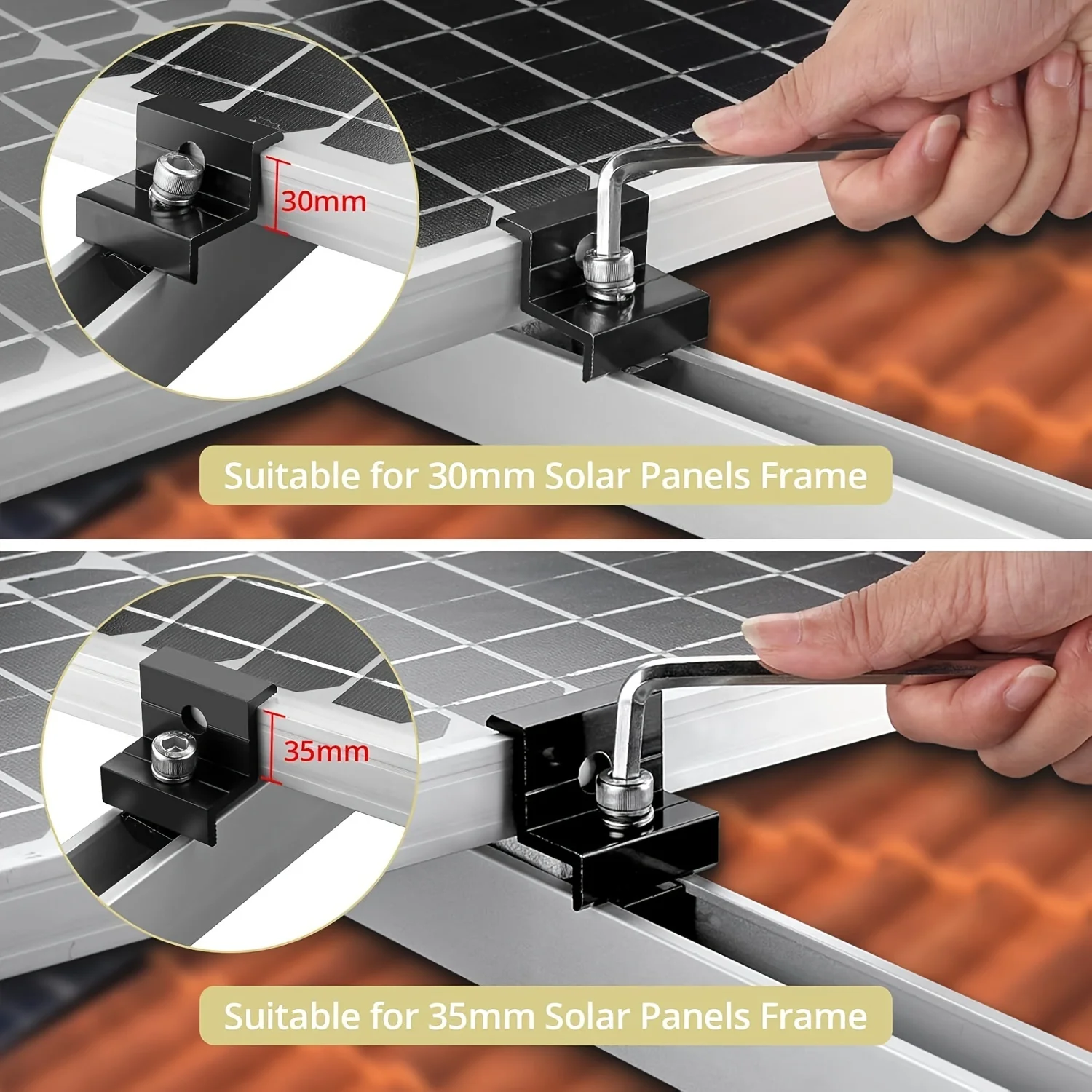 Solar Photovoltaic Bracket Aluminum Alloy Clamp 12Pcs/set For Solar Module Panel Racking Mounts Accessories