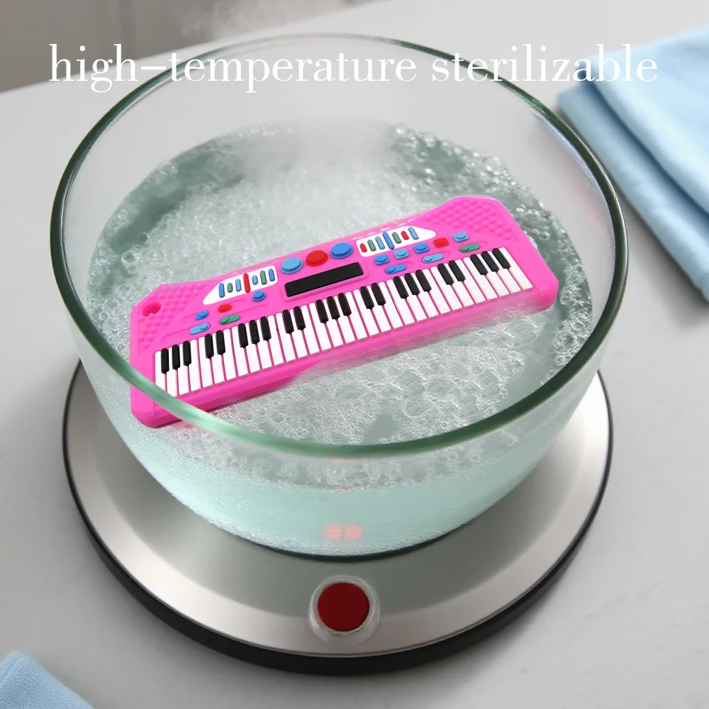 Simulated Piano Teether Pacifier, Silicone Anti-Sucking Molar Toy for Teething Relief