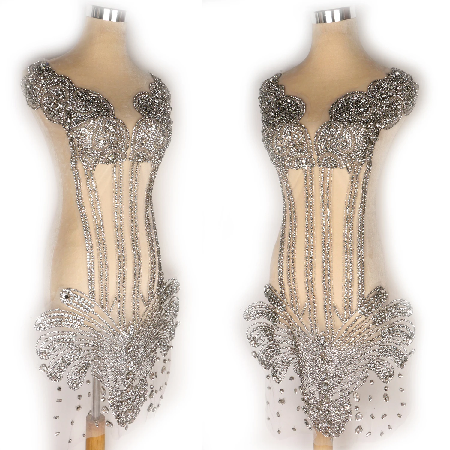 

Серебряная стеклянная цепочка с бусинами ручной работы из бисера сетка из бисера Газовая резка аксессуары для свадебного платья декоративная ткань паста