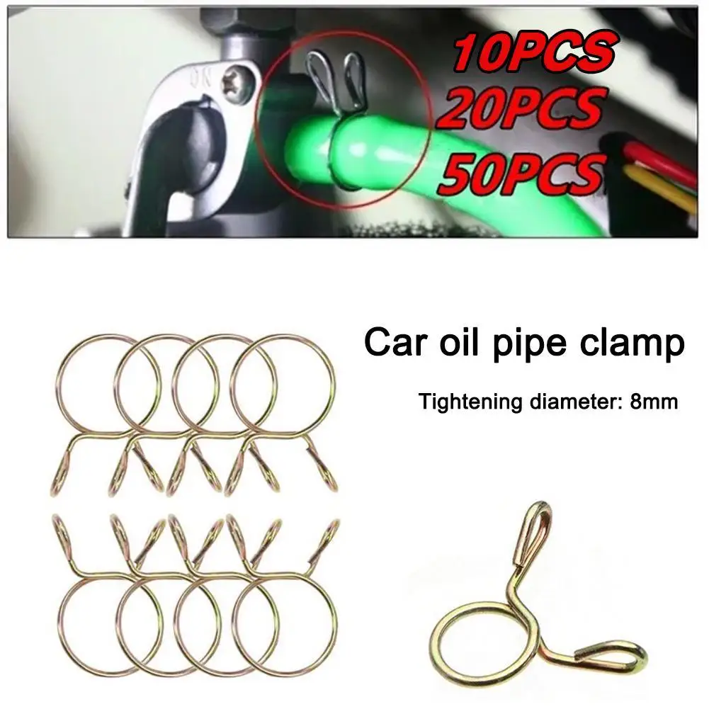 

10/20/50PCS 8mm Oil Pipe Connection Clip Water Pipe Clamp Gas Pipe Fastening Clip Hand Pinch The Snap Elastic Pipe Clamp